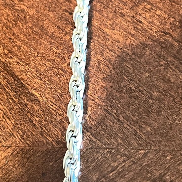 Sterling Silver Italian 925 Twisted Rope Chain Bracelet Italy - Picture 7 of 10